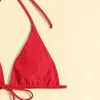 Jyojyo Sexy Rood 3 stuk Badpak Vrouwen Bathers Halter Push Up Bikini met geplooide rok 2021 Zomer Badpak Strand Draagt ​​Dames Badmode