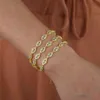 girl women fashion jewelry 15+4cm gold filled micro pave cz lovely turkish evil eye charm beads linked bracelet