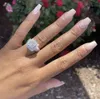 ヴィンテージコートリング 925 スターリングシルバースクエアダイヤモンド cz 約束婚約結婚指輪リング女性のためのブライダルジュエリー