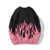 Мужские свитера Хип-хоп Harajuku Свитер с рисунком пламени Мужчины Женщины Свободные винтажные вязаные пуловеры Повседневная уличная одежда Джемпер Sueter Masculino
