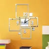 Orologi da parete Autoadesivi Mirror Clock Design moderno Square Square Autoadesivo Tranquillo Quartz 3D DIY Reloj Paret Soggiorno Decorazione della casa