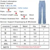 Jeans da donna anni '90 Y2K Patchwork Gamba larga Jeans da mamma Tasche grandi Pantaloni cargo Vintage Lavaggio Casual Streetwear Boyfriend Denim 211129