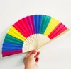 Presente de festa estilo chinês Arco-íris colorido dobrável fãs favores de lembranças de casamento Giveaway para convidado Sn5306