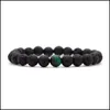 Pulseras con cuentas Hebras con cuentas 8Mm Piedra de ojo de tigre verde Lava negra Difusor de aceite esencial Pulsera Equilibrio Yoga Pseira Feminina