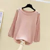 Maglieria con cut-out primaverile da donna Pullover sciolto base coreana maglione girocollo sottile 210922