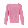Femmes doux rose tricoté chandails mode dames élégant pull court vintage femme mignon tricots filles chic hauts 210430