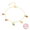 CANNER Delicate Zirconia Fruit Bracelet with Grape Pendants 100% Real 925 Sterling Silver 2021 Summer Trend Women Fine Jewelry