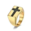 2021 Moda Gold Color Ring 13mm Szerokość Duży Krzyż Pierścienie Dla Mężczyzn Modna Biżuteria ze stali nierdzewnej Prezent Cała kropla