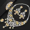 Orecchini Collana KellyBola 4PCS Luxury Cubic Zirconia Flower Statement Set di gioielli Nigerian Bridal Fashion Dubai Wedding For Women