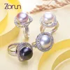 Zorun Real Natural Freshwater Pearl Ring Fine Jewelry 11mm 18K White Gold Filled Accessories For Women Design Good Sale Cluster Rings