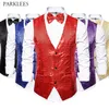 Glitter Sequins Men Shinny Vest Nightclub Party Stage Costumes Dress Vests for Men with Bow Tie Dance Show Mens Waistcoat Gilet 210524