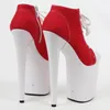 20 cm de tacón alto Lona roja Blacklight Sneaker Zapatos Plataforma Stripper Baile exótico Tacón alto