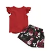 1-5Y été fleur enfant en bas âge bébé enfant fille vêtements ensemble lettre gilet hauts Shorts floraux tenues enfant Costumes 210515