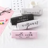 Blyertspåsar kawaii enkla kinesiska trendiga ord Pen Bag Box For Kids Gift Cosmetic Stationery Pouch School Supplies