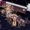 Tiara de diamante de casamento nupcial com folhas vazadas Headwear de noiva Strass com joias de casamento Acessórios de cabelo Diamante Coroas de noiva Headpieces