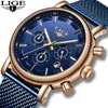 Lige Topブランドの高級メンズ時計ファッション防水ステンレススチールクォーツ腕時計メンズカジュアルスポーツ防水時計210527