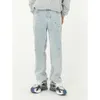 Jeans Firmranch da uomo con vernice spruzzata, gamba dritta ampia, stile hip hop giapponese coreano vintage anni '90