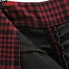 Women Red Plaid Midi Skirt Faldas Mujer Vintage Zipper Office Ladies Elegant Chic Mid Calf Skirts QN12 210416