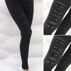 Leggings con foro strappato strappato in pizzo sexy moda estiva Donna Pantaloni con fasciatura nera elastica sottile gotica Sottili 211215