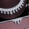 Earrings & Necklace CWWZircons African White Cubic Zirconia Pave Luxury Engagement Costume Jewelry Sets For Brides Wedding Banquet Accessori