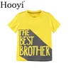 Caractère bébé garçon vêtements d'été enfants t-shirts nouveau-né t-shirt à manches courtes le meilleur frère jaune haut 100% coton 0-2Y 210413