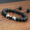 Perline, fili Braccialetto di perline regolabile Pietra occhio di tigre naturale Onice nero Lava Bracciali da uomo Fascino Yoga Braccialetti Gioielli con perline di malachite