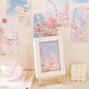 Wall Stickers 15Pcs Ins Style Sakura Series Paper Card Sticker Walls Japanese Culture Literary Beauty Room Decoration Accessories Hoom Decor