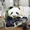 3D Lovely Panda Funny Character Blanket Digital Print Sherpa Blanket on Bed Home Textiles Dreamlike Style Sofa Blanket Warm Soft