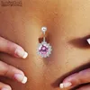 Andra 1 st rostfritt stål CZ zirkonblomma Petal Navel Piercing Crystal Belly Button Rings Body Nombril Pircing Navelpiercing3118