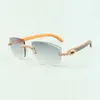 2022 Изысканный букет Алмазные солнцезащитные очки 3524015 с натуральным оранжевым деревом руки и вырезанной линзы 3,0 толщина, размер: 18-135 мм