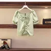 Drawstring Dot Tshirt Summer Plus Size 5XL Women V Necks Short Sleeves Summer New Fashion Thin Cozy Tops T14510X 210419