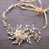 Trendy Flowers Pearl Crystal Headband Band Bridal Accessories Headpiece Women Wedding Hair Jewelry Handmade