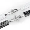 Guarda le bande Hig Qualità Ceramica Watchband White Black Bracciale in bocca convessa con pulsante nascosto per AR1424 AR1440 189mm 22117884410