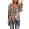 Womens Snake Print Blouse Shirt Long Sleeve V Neck Tops Shirts Sexy And Blouses Casual Loose Ladies Women's &