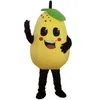 Costume de mascotte de poire mignonne d'Halloween de haute qualité Personnaliser le personnage de thème d'anime de fruit de dessin animé Taille adulte Carnaval Noël Robe de soirée fantaisie