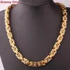 Granny Chic Design Men's Jewelry Gold Color Stainless Steel Huge Heavy Wide Byzantine King Chain Necklace 15mm7 -40&quot308G