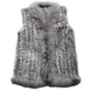 Design Real Fur Gilet Raton Laveur Chien Col De Fourrure Gilet Tricoté Naturel Fourrure De Lapin Gilet Gilet Pour Femmes Détail / Gros Gilet T191118