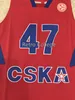 47 Andrei Kirilenko CSka Moscow Shortback Stitche Haftowe koszulka koszykówki