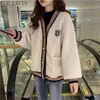 Werueruyu Lambs Plush Coat Winting Winting Student Loose Korean Cardigan Top 210608