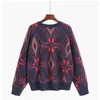 H.SA Autumn Winter Sweaters for Women Vintage Style Jumpers Navy Grey Cashmere Top Loose Knitwear Pull Jumper 210417