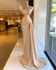 Elegant Real Image Champagne Lace Satin Mermaid Formella aftonklänningar överskirt tåg plus storlek prom party klänningar för afrikanska kvinnor