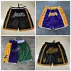 2021 Team Basketball Short City Version Just Don Bear Short de sport Hip Pop Pant avec poche zippée Pantalon de survêtement Violet Blanc Noir Bleu Jaune