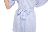 Kobiety Blue Striped Sukienka Off Ramię Pół Rękaw Pas Letni Sexy Party Mini Dresses Plus Size Vestido Beach Dress 210409