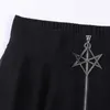 Summer Mesh Irregular Women Skirts Pentagram Zipper Black Punk Skirts Gothic Darkness Lady Skirt Casual Loose Streetwear Skirts Y0824