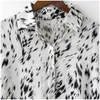 Vintage imprimé léopard chemise femmes automne grande taille ample élégant Blouse Cardigan bureau Blouses décontracté 11454 210512