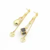 Europe America Fashion Jewelry Set Lady Womens Gold-Color Metal Graved V Initialer Black Emamel Egg Pendant Long Necklace Armel20l
