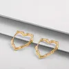 Korea Fashion Love Heart Bamboo Small Hoop Earrings for Woman Trendy Geometric Gold Color Metal Thin Earring Jewelry