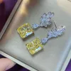 Sparking 100% 925 Sterling Silver Created Moissanite Citrine Gemstone Drop Dangle Earrings Women Fine Jewelry Wholesale & Chandelier