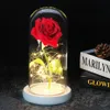 Valentine's Day Gift Beauty and Beast Flower Rose In Glass Dome Led Lamp Decoration for Girlfriend2703