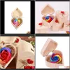 لصالح الحدث الاحتفالي الحفلات اللوازم المنزل GardenArtificial Color Rose Flower Flower Soap with Wooden Heart Shape Box Valentines GI